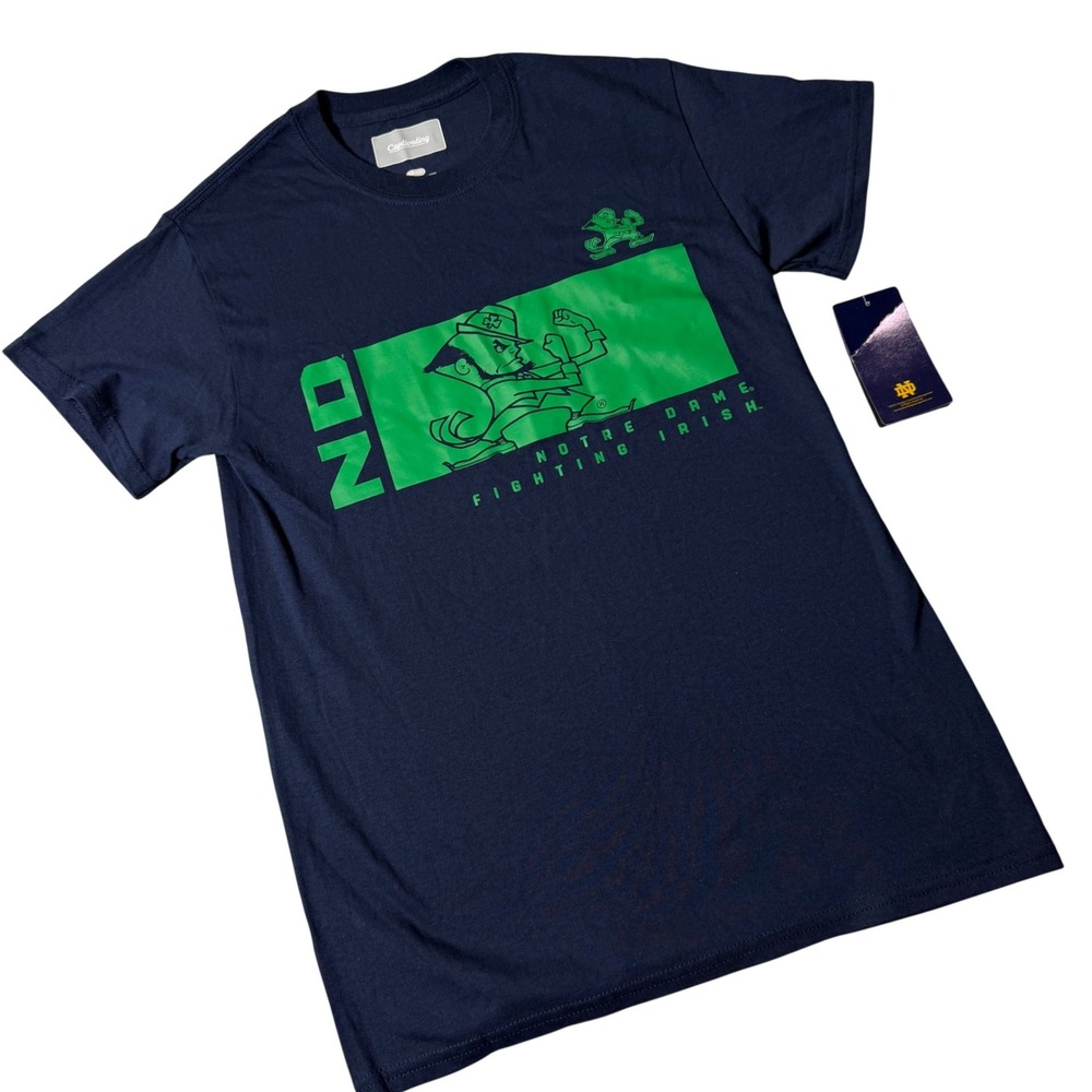 Captivating Notre Dame Fighting Irish Mens Navy Blue Graphic T-Shirt Small NWT